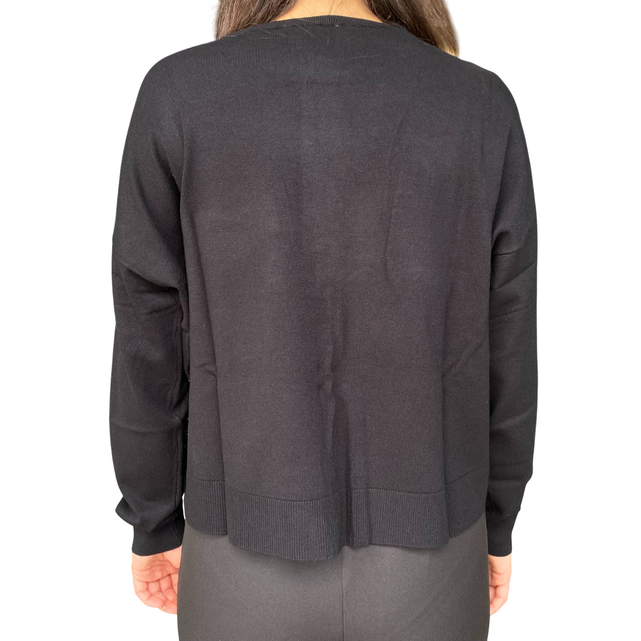 Gaudì Maglia Donna nero con Logo Strass 521BD53003 | Maglione leggero