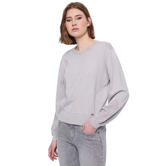 Gaudì Maglia Girocollo Lurex Donna 521BD53052 Grigio | Maglione Leggero