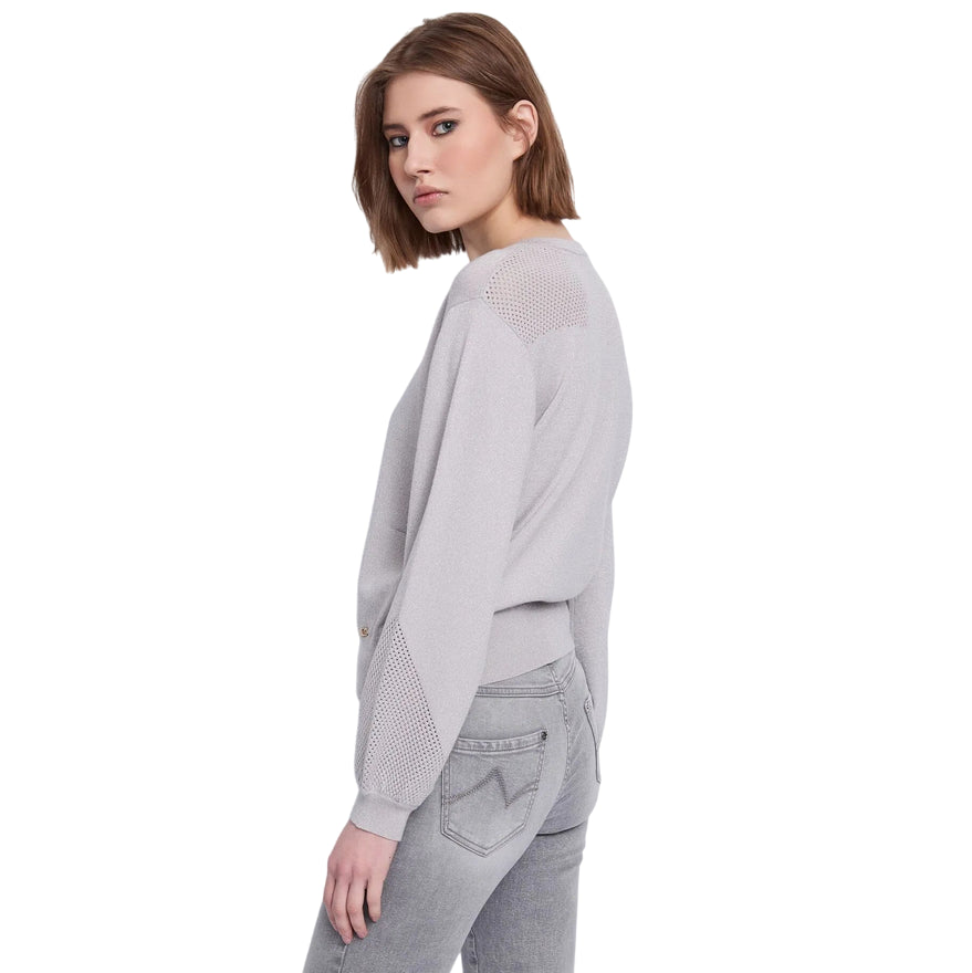 Gaudì Maglia Girocollo Lurex Donna 521BD53052 Grigio | Maglione Leggero - laterale