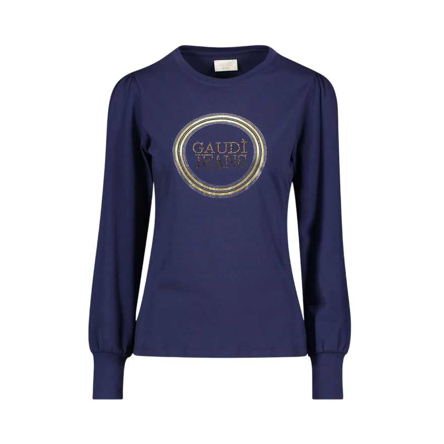 Gaudì T-shirt 521BD64016 Blu: T-shirt Donna Logo e Strass