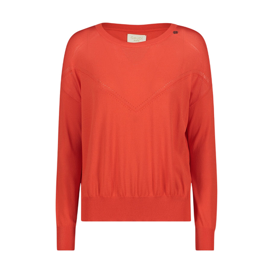 Gaudì maglioncino da donna girocollo con effetto cucitura a V 511BD53011 2719 arancio