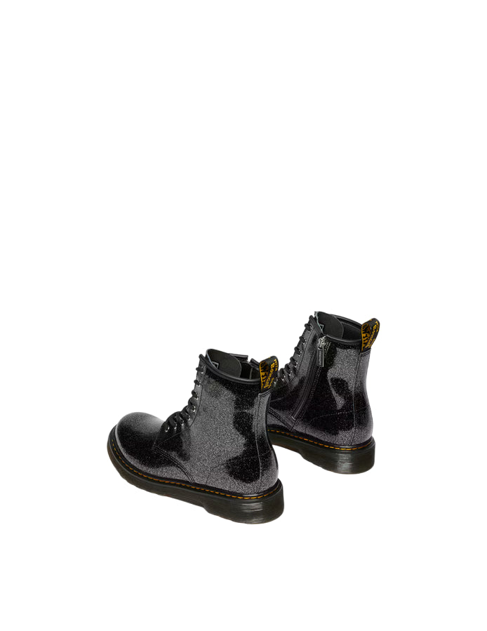 Dr. Martens – Stivali Junior 1460 Glitter 41437001 Nero & Argento | Design Brillante, Pelle Glitterata Kids, Comfort Protezione