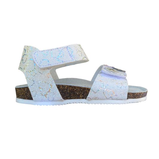 Goldstar sandalo da bambina con plantare ergonomico fasce regolabili con applicazione GS807FH bianco