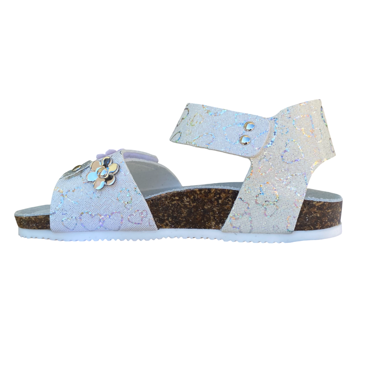 Goldstar sandalo da bambina con plantare ergonomico fasce regolabili con applicazione GS807FH bianco