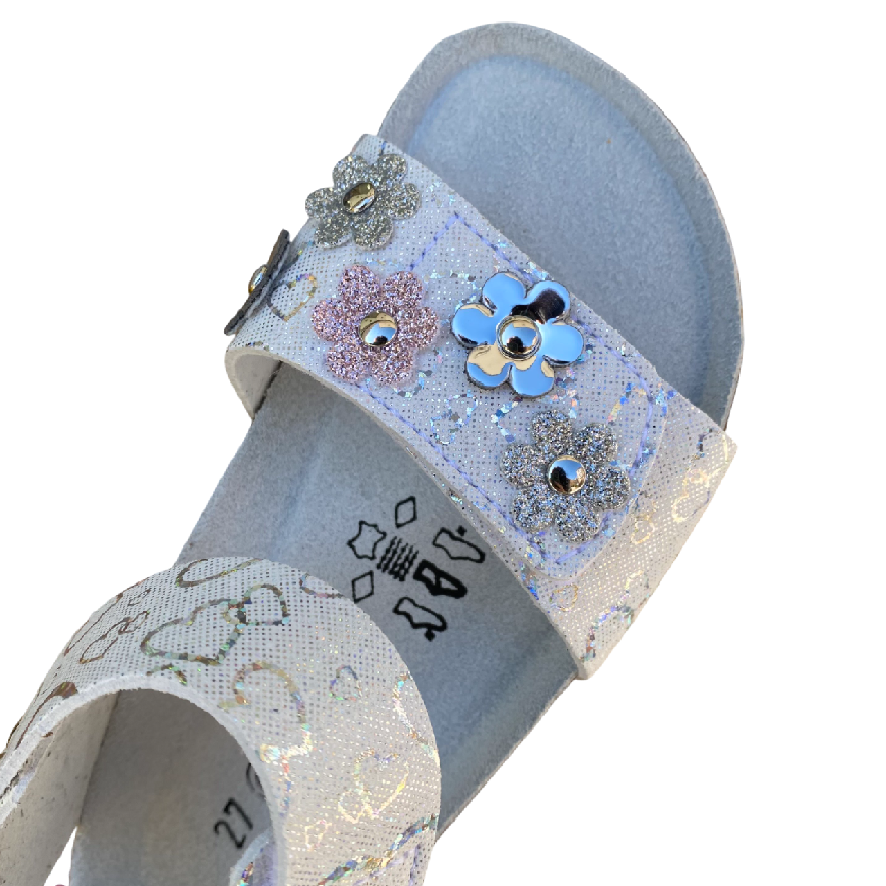 Goldstar sandalo da bambina con plantare ergonomico fasce regolabili con applicazione GS807FH bianco