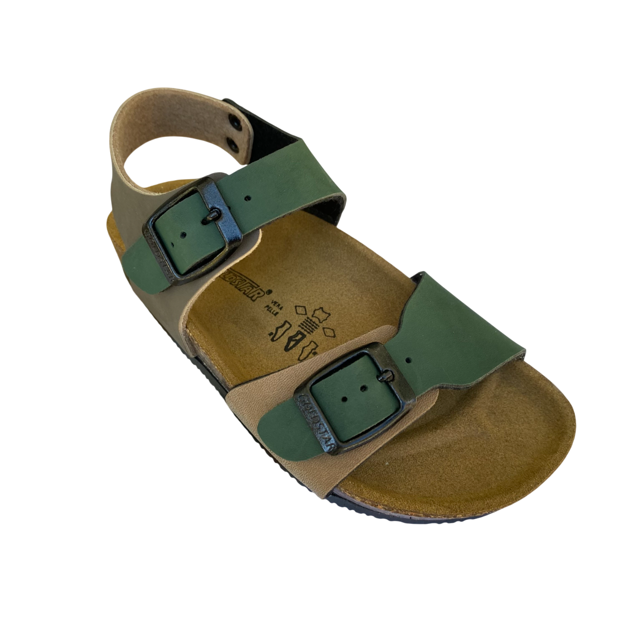 Goldstar sandalo da bambino con plantare ergonomico con 2 fibbie GS8805 pineta