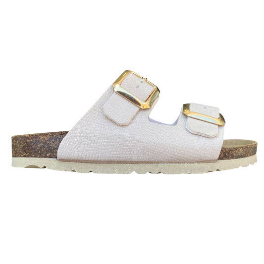 Goldstar sandalo da donna a doppia fibbia dorata GS1800QL platino