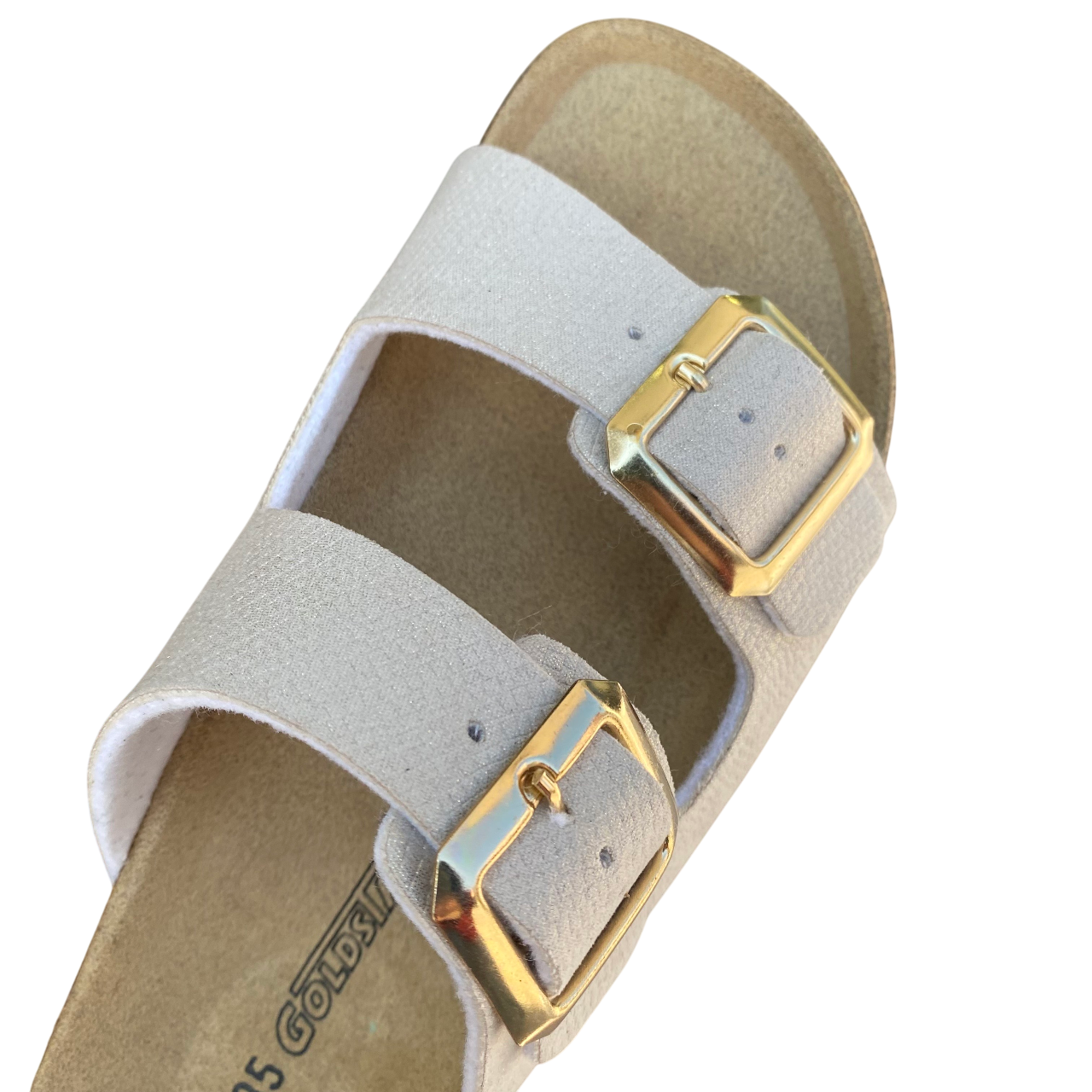 Goldstar sandalo da donna a doppia fibbia dorata GS1800QL platino