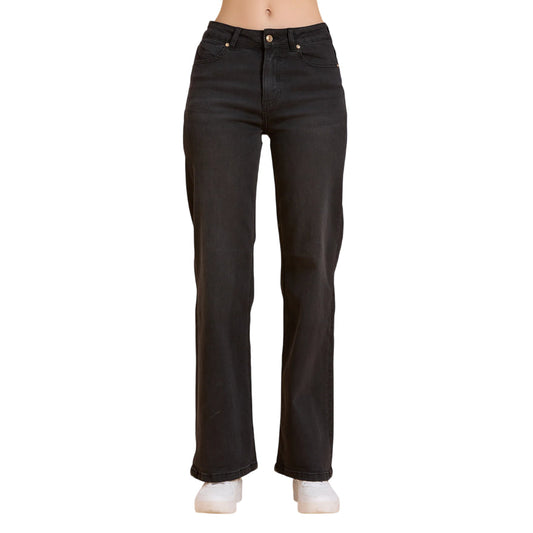 Griffai - Jeans Donna DGF5821 Nero - Pantalone Flare a Palazzo - frontale