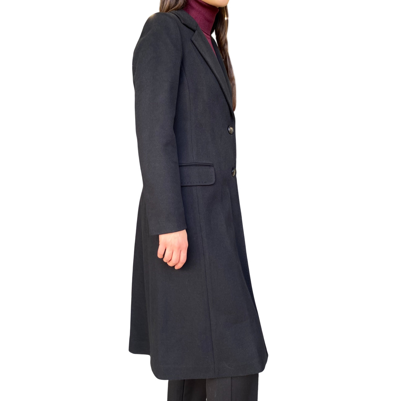 Griffai Cappotto Baronetto Lungo Donna DGF6051 Nero
