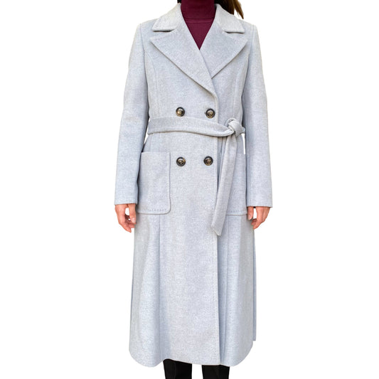 Griffai Cappotto Doppiopetto Lungo con Cintura Donna DGF6053 Grigio
