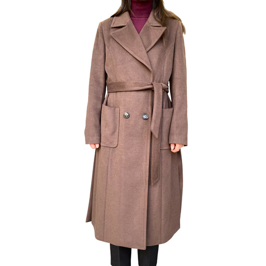 Griffai Cappotto Doppiopetto Lungo con Cintura Donna DGF6053 Moro
