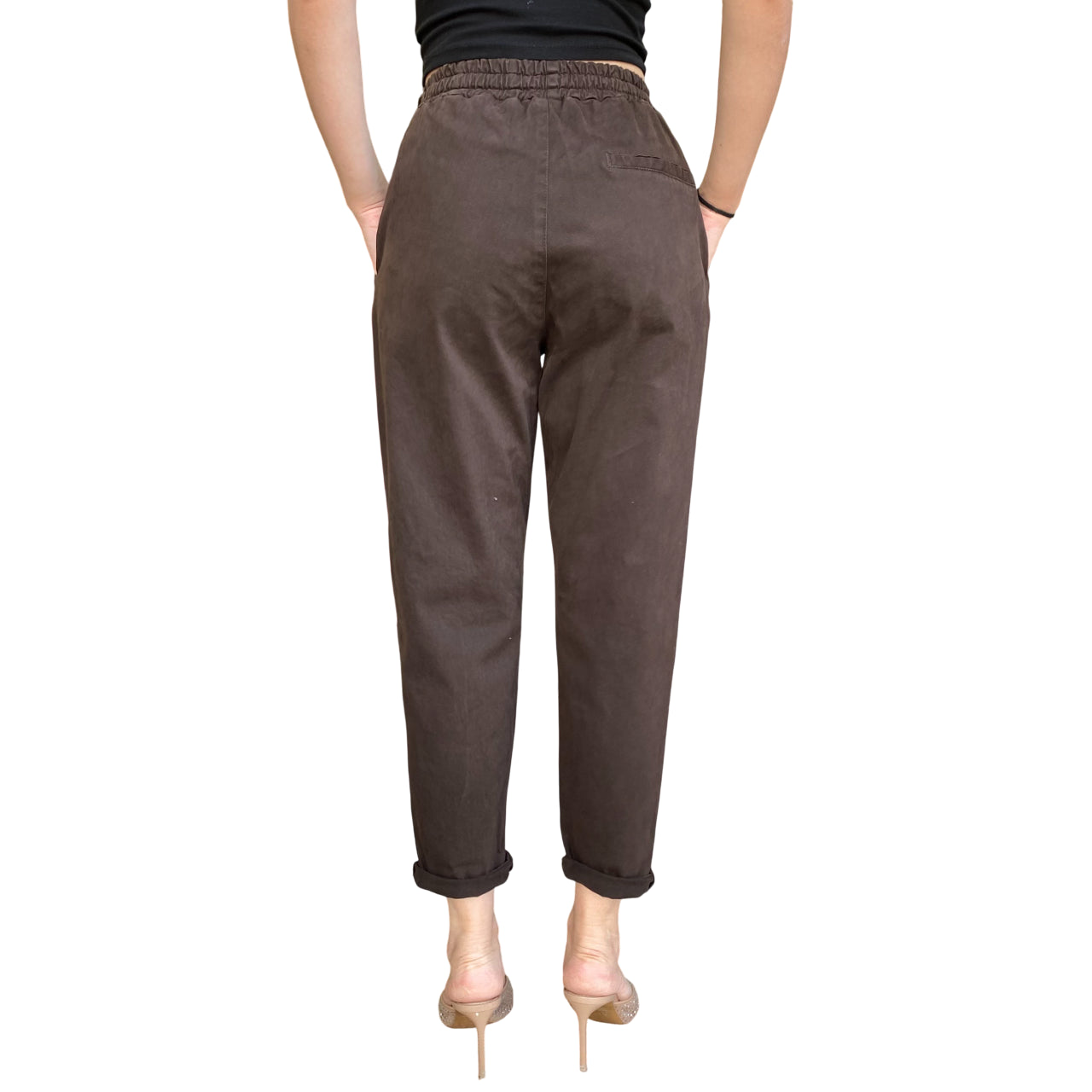 Griffai D6010: Pantalaccio in Gabardina Donna Moro - posteriore
