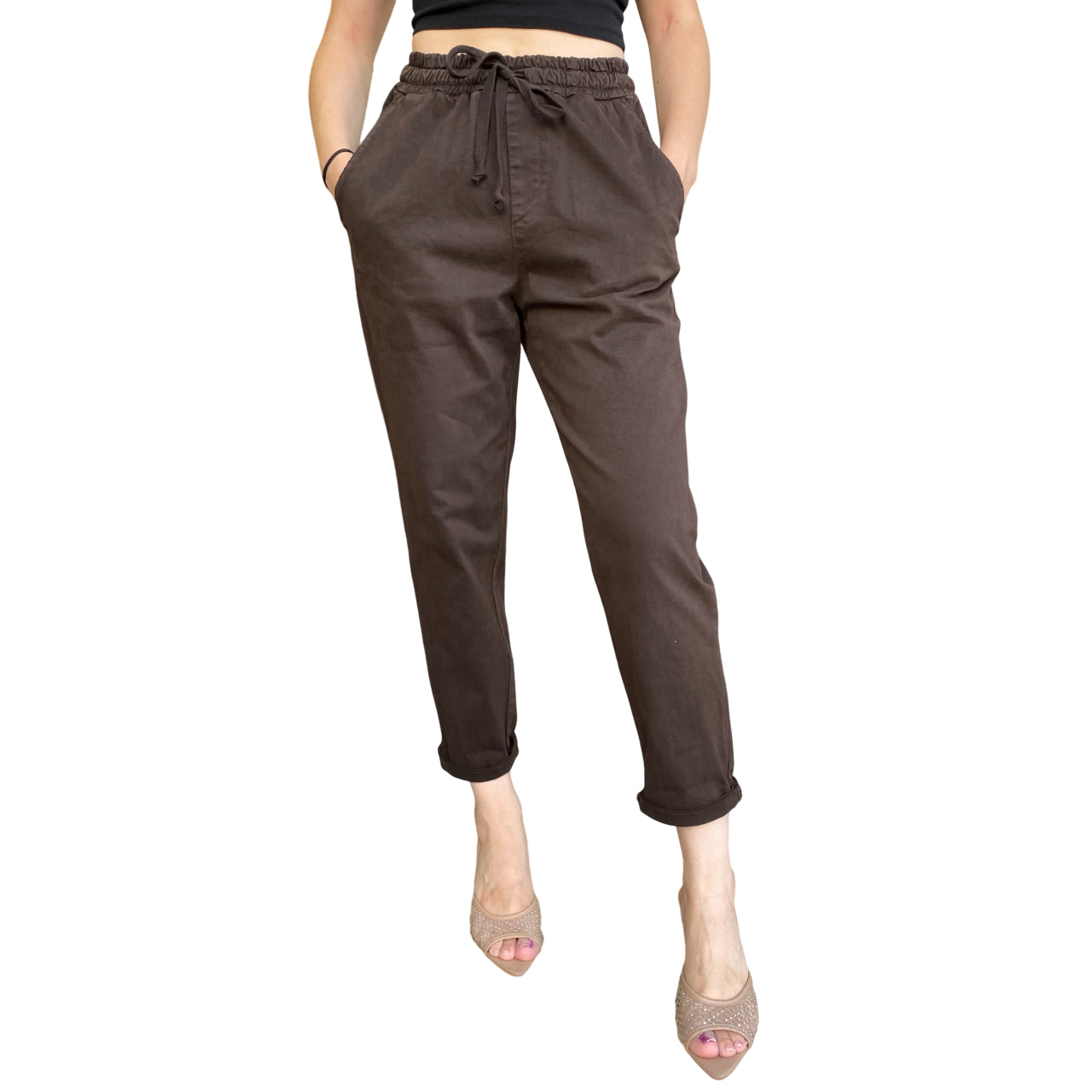 Griffai D6010: Pantalaccio in Gabardina Donna Moro