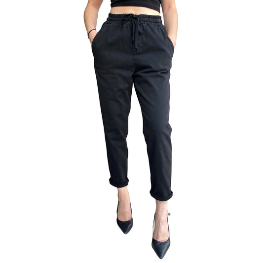 Griffai D6010: Pantalaccio in Gabardina Donna Nero
