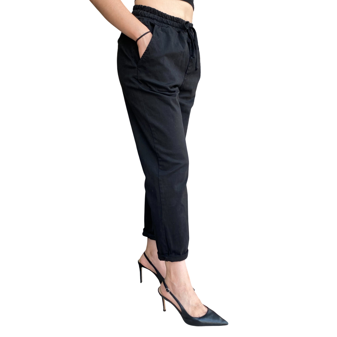 Griffai D6010: Pantalaccio in Gabardina Donna Nero