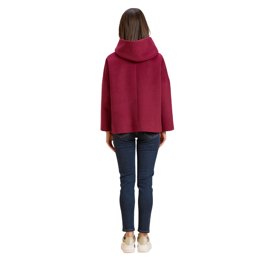 Griffai cappotto corto con cappuccio donna DGF6056 Bordeaux - posteriore