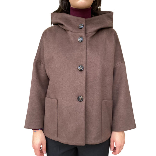 Griffai cappotto corto con cappuccio donna DGF6056 Moro