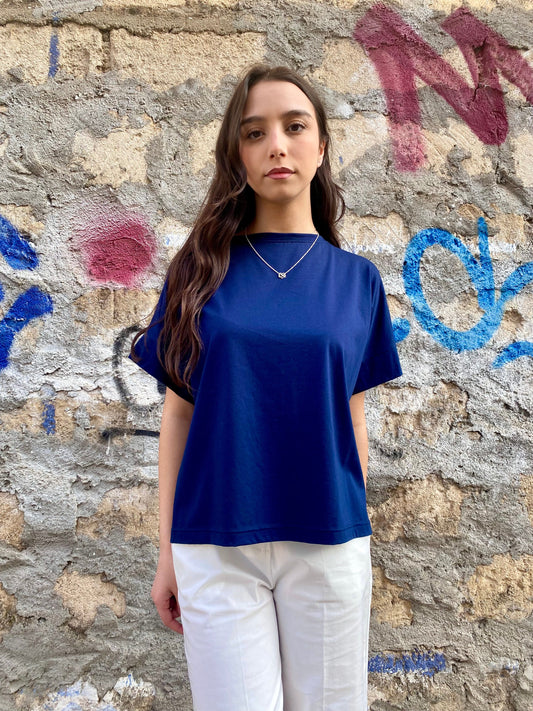 Griffai maglietta manica corta da donna asimmetrica DGP6516 blu