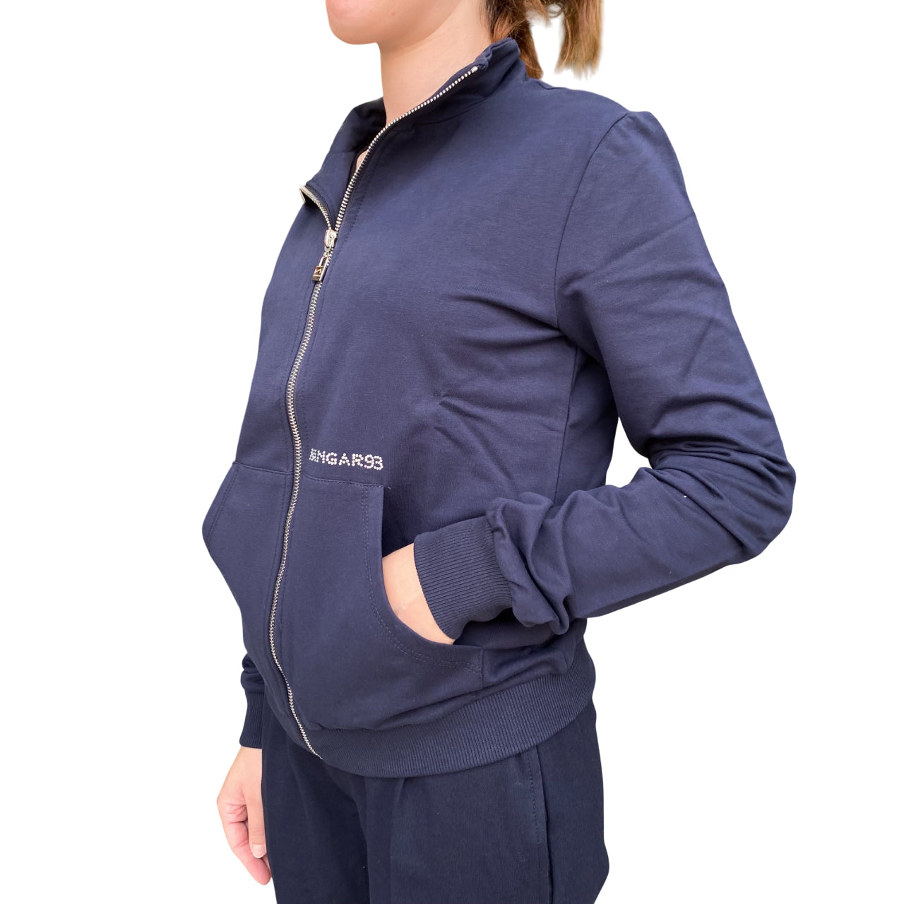 Hangar - Felpa Donna Z635DBLU01 Blu in Cotone Elasticizzato - laterale