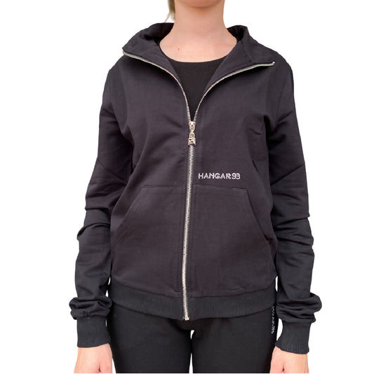 Hangar - Felpa Donna Z635DNRO01 Nera in Cotone Elasticizzato