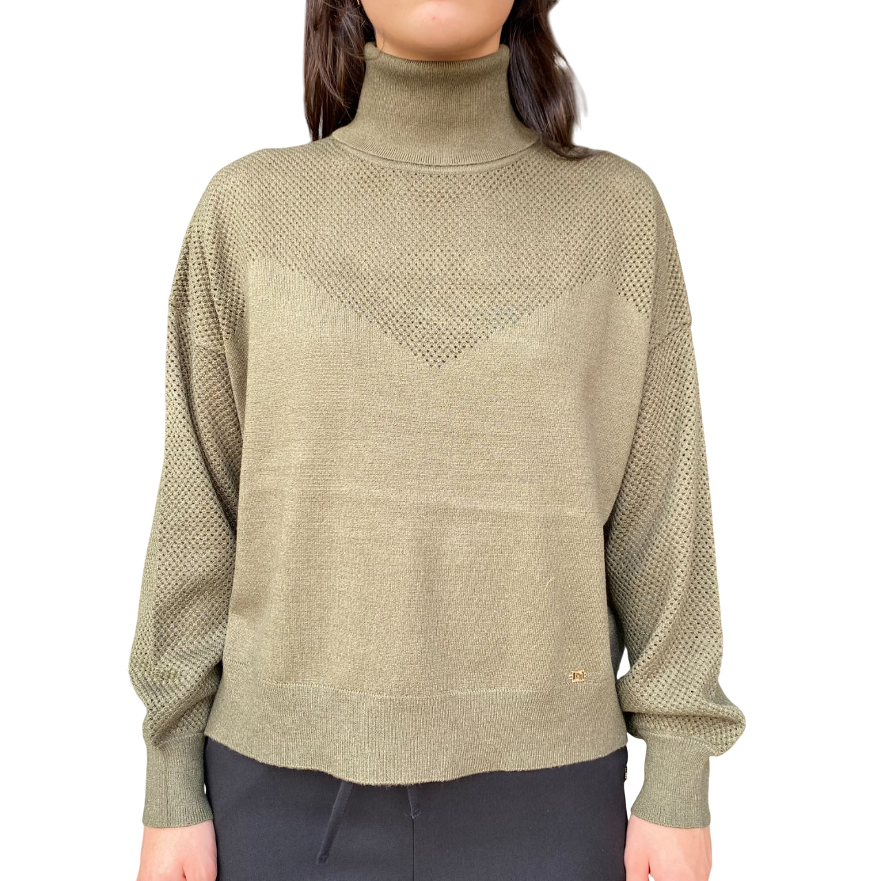 Gaudì Maglia Dolcevita Donna Lurex Verde 521BD53051 | Maglione scintillante