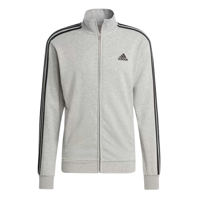 Adidas Tuta da uomo in cotone garzato Basic 3-Stripes Frecnh Terry IC6748 grigio-nero