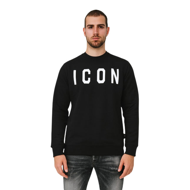 Icon Felpa Uomo Girocollo Nero ICUF2W6F001 – Casual, Confortevole e di Alta Qualità