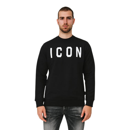 Icon Felpa Uomo Girocollo Nero ICUF2W6F001 – Casual, Confortevole e di Alta Qualità