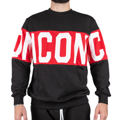 Icon Felpa Uomo Girocollo con Logo Stripe Nero ICUF2W6P002 – Comfort, Stile e Dettagli Moderni