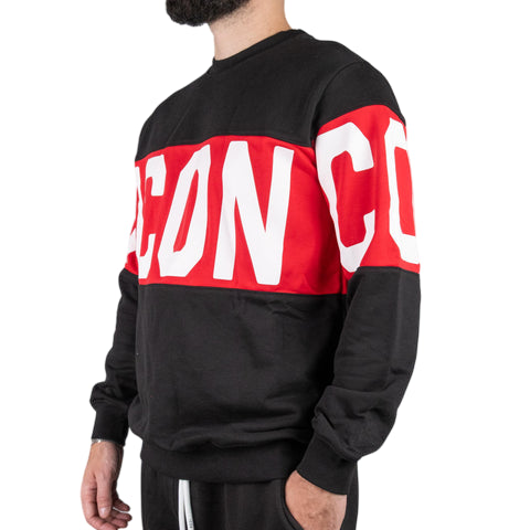 Icon Felpa Uomo Girocollo con Logo Stripe Nero ICUF2W6P002 – Comfort, Stile e Dettagli Moderni