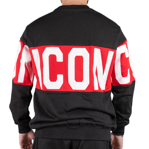 Icon Felpa Uomo Girocollo con Logo Stripe Nero ICUF2W6P002 – Comfort, Stile e Dettagli Moderni