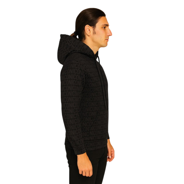 Icon Felpa Uomo con Cappuccio Nero ICUF2W6F020 – Calda, Casual e d’Impatto - laterale