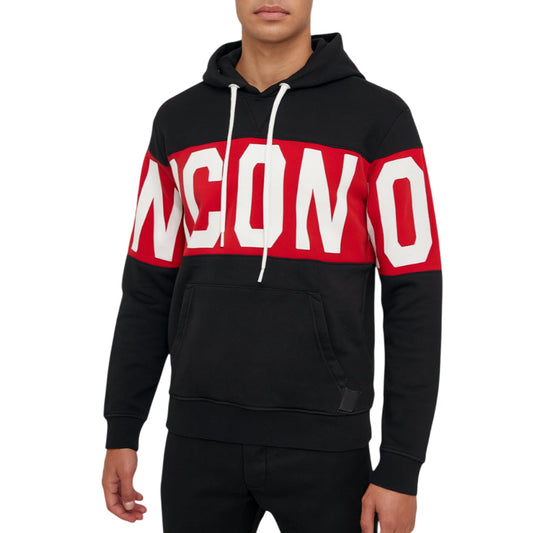 Icon Felpa Uomo con Cappuccio e Logo Stripe Nero ICUF2W6F010 – Comfort, Stile e Dettagli Moderni