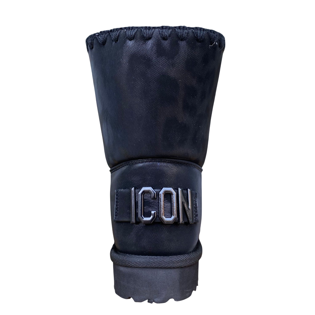 Icon Stivaletto IC05267SD nero, eco-pelle animalier, pelliccia e logo nero. - retro