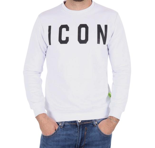 Icon felpa girocollo da uomo con logo grande ICUS2S25F001 bianco