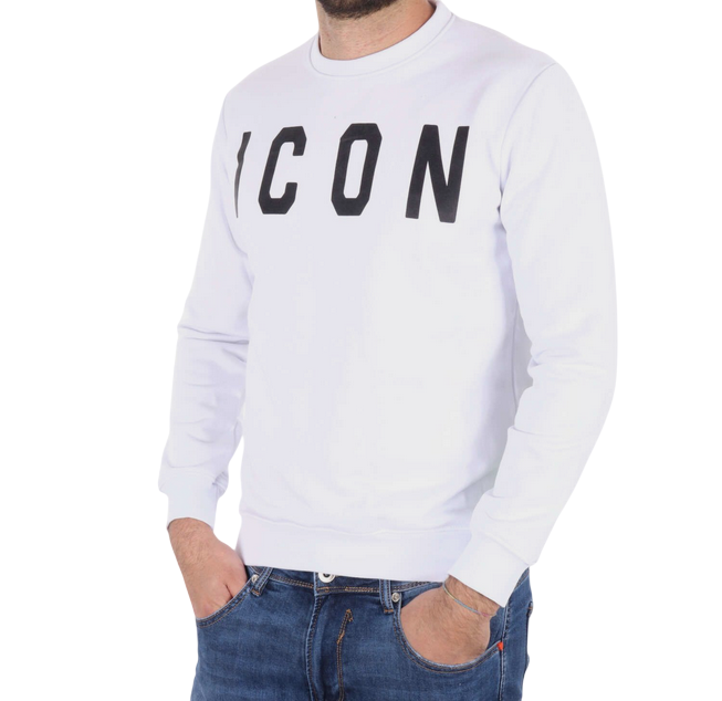 Icon felpa girocollo da uomo con logo grande ICUS2S25F001 bianco