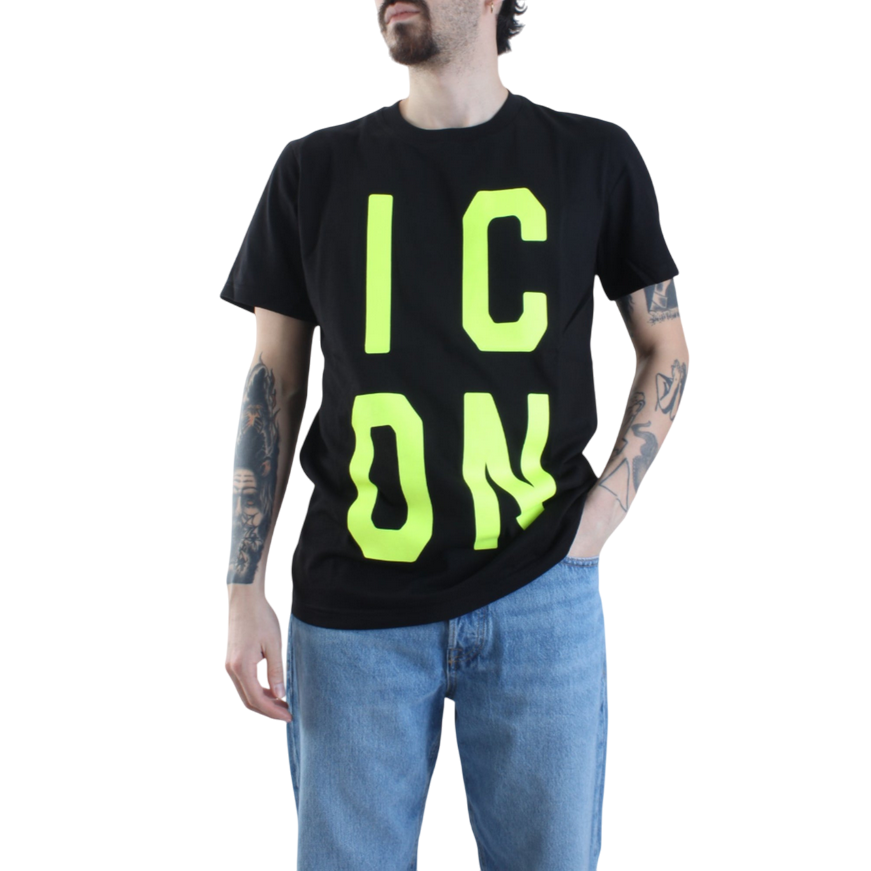 Icon maglietta manica corta da uomo con logo a capo ICUS2S5T023 nero