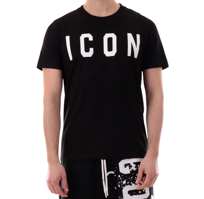 Icon maglietta manica corta da uomo con logo grande ICUS2S5T021 nero