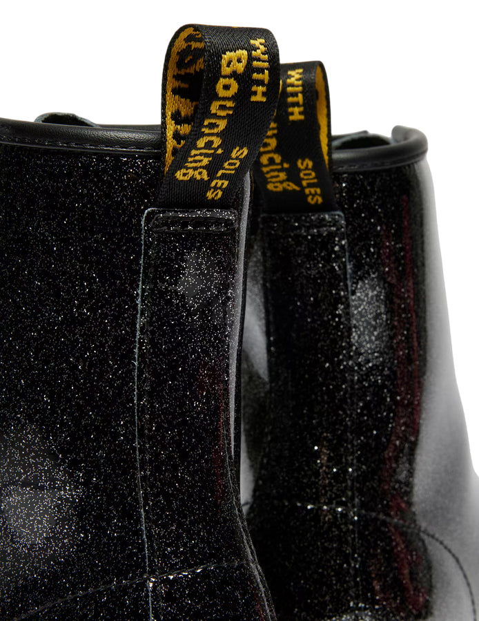 Dr. Martens – Stivali Junior 1460 Glitter 41437001 Nero & Argento | Design Brillante, Pelle Glitterata Kids, Comfort Protezione