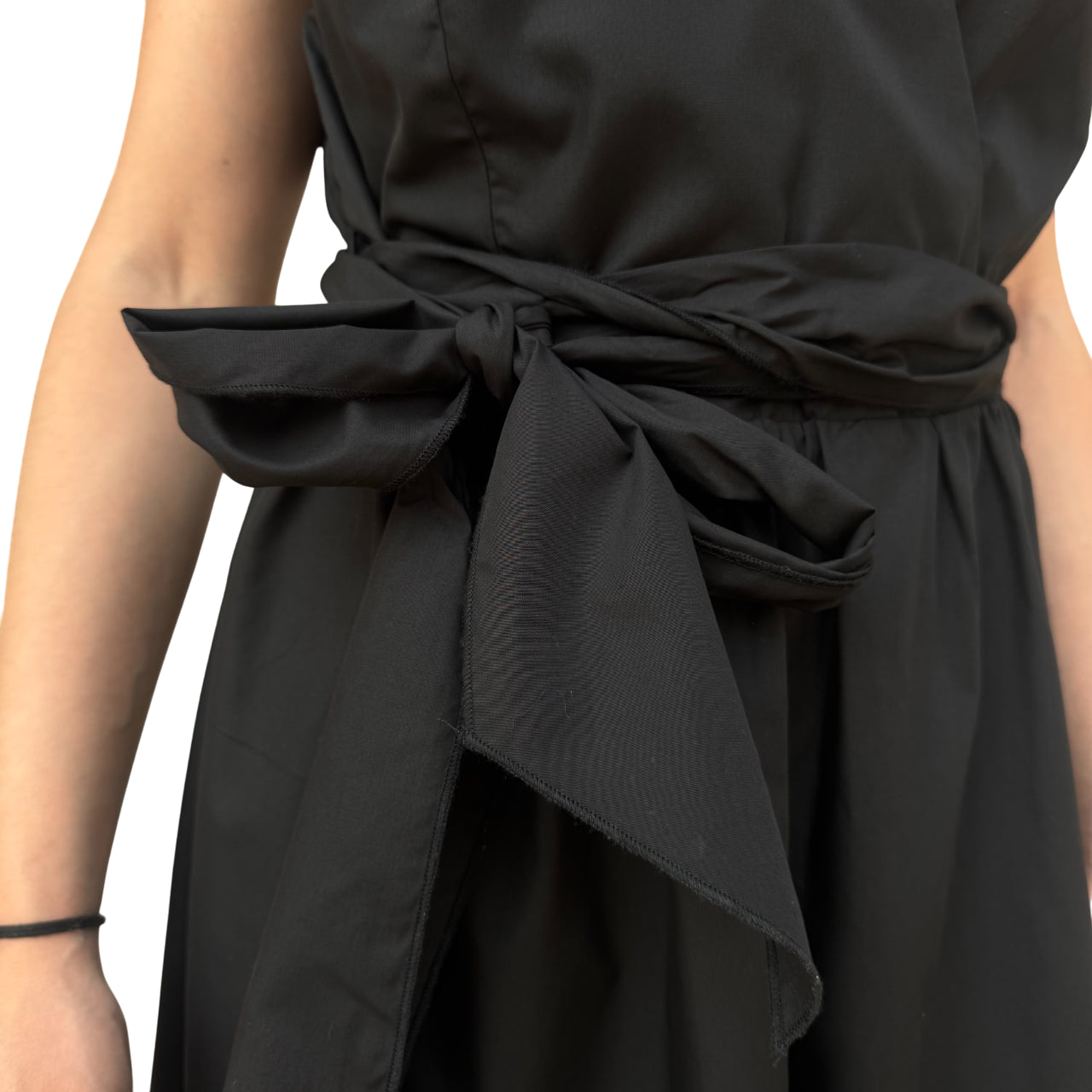 Griffai Abito corto da donna in cotone con scollo incrocio DGP6706 nero