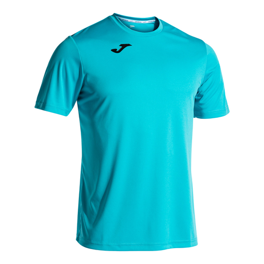 Maglia sportiva Joma Combi uomo 100052.010 turchese fluorescente, tessuto traspirante con girocollo elasticizzato, ideale per calcio e allenamenti