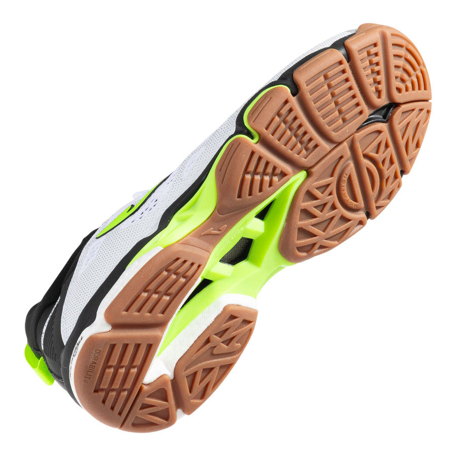 Dettaglio suola DURABILITY delle scarpe volley Joma B.Breston 25, struttura ROTATION e linee FLEXO per controllo movimenti