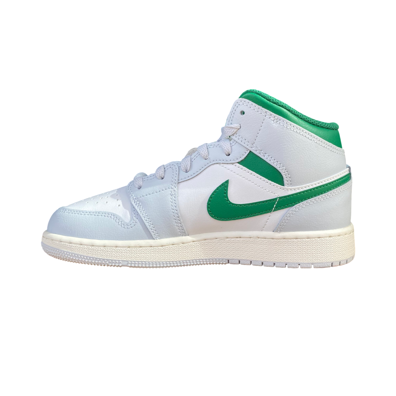 Jordan scarpa sneakers junior Air Jordan 1 Mid DQ8423-142 bianco-platino-verde