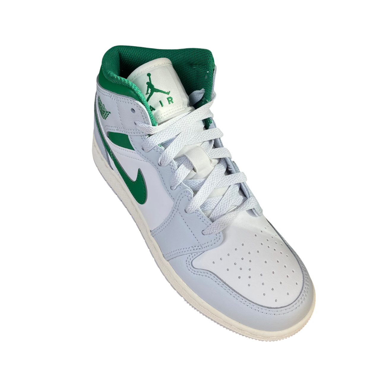 Jordan scarpa sneakers junior Air Jordan 1 Mid DQ8423-142 bianco-platino-verde