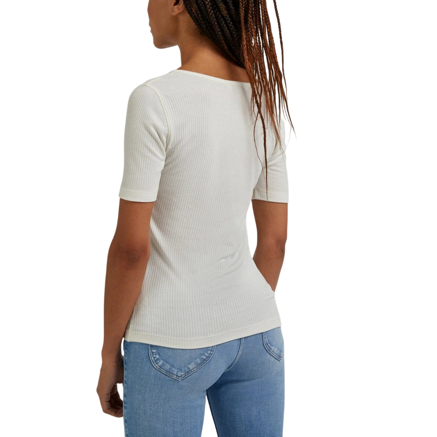 Lee maglietta manica corta con scollo a V e bottoncini Henley L44KIPNQ ecru