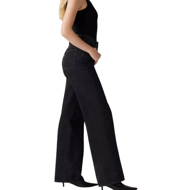 Levi’s Jeans Donna Ribcage Wide Leg A60810001 Nero – Vita Altissima, Gamba Ampia e Denim Sostenibile per Stile Iconico & Comfort Everyday - laterale