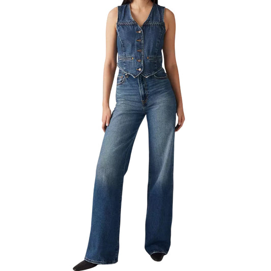 Levi’s Jeans Donna Ribcage Wide Leg A60810012 Blu – Vita Altissima, Gamba Ampia e Denim Sostenibile per Stile Iconico & Comfort Everyday