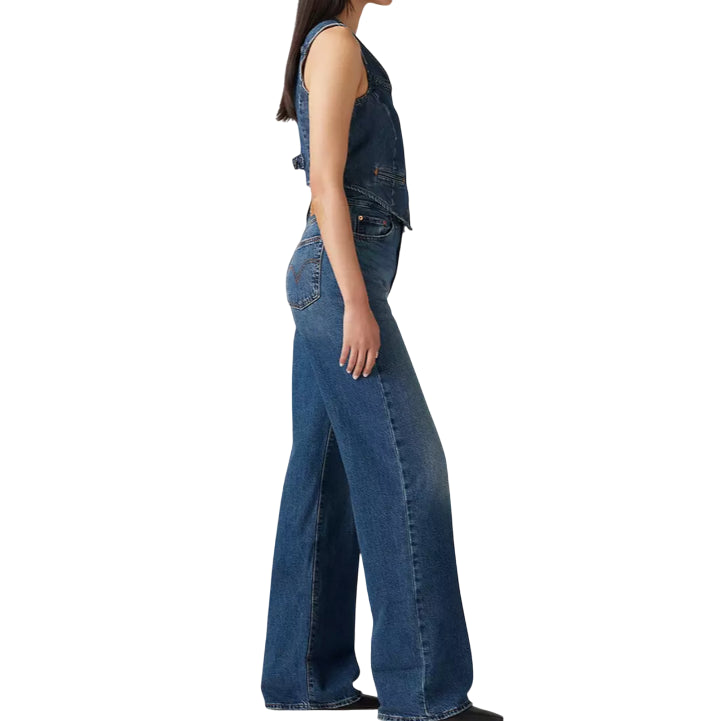 Levi’s Jeans Donna Ribcage Wide Leg A60810012 Blu – Vita Altissima, Gamba Ampia e Denim Sostenibile per Stile Iconico & Comfort Everyday