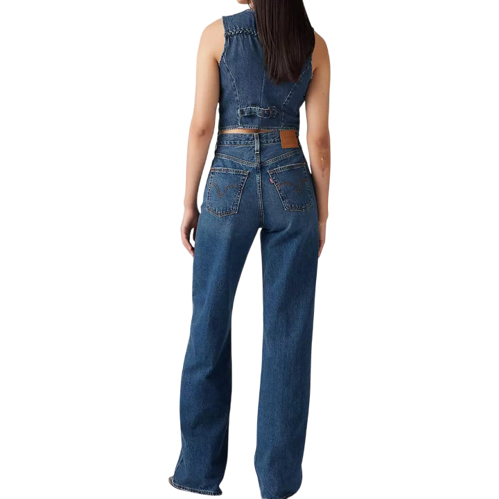 Levi’s Jeans Donna Ribcage Wide Leg A60810012 Blu – Vita Altissima, Gamba Ampia e Denim Sostenibile per Stile Iconico & Comfort Everyday